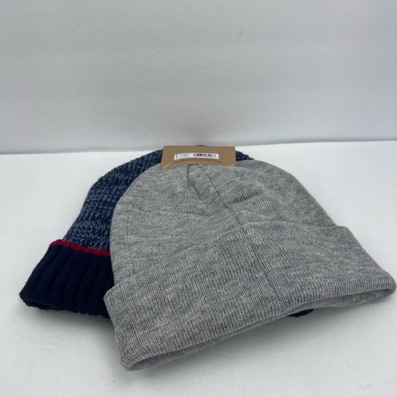 LEVI’S, BEANIE SET,2 WARM BEANIES,NAVY BLUE W/PATTERN & GREY,100%ACRYLIC, UNUSEX - Picture 6 of 16
